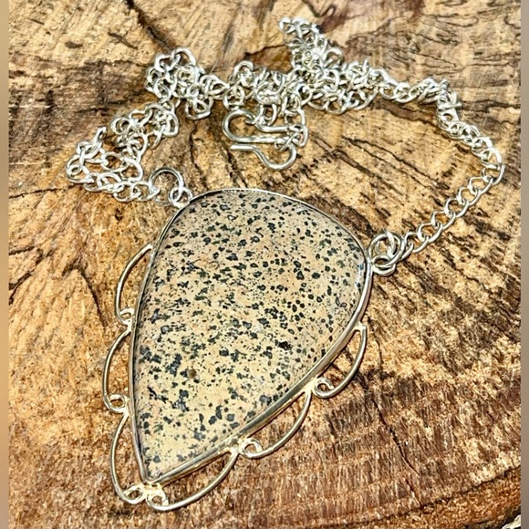 Beautiful Large Dalmatian Jasper Pendant Necklace 15” - 17” - Picture 8 of 10
